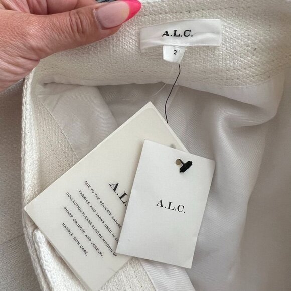 A.L.C. Amelie Linen Blend Fringe Asymmetric Hem Midi Skirt Size 2 NWT - Picture 7 of 8